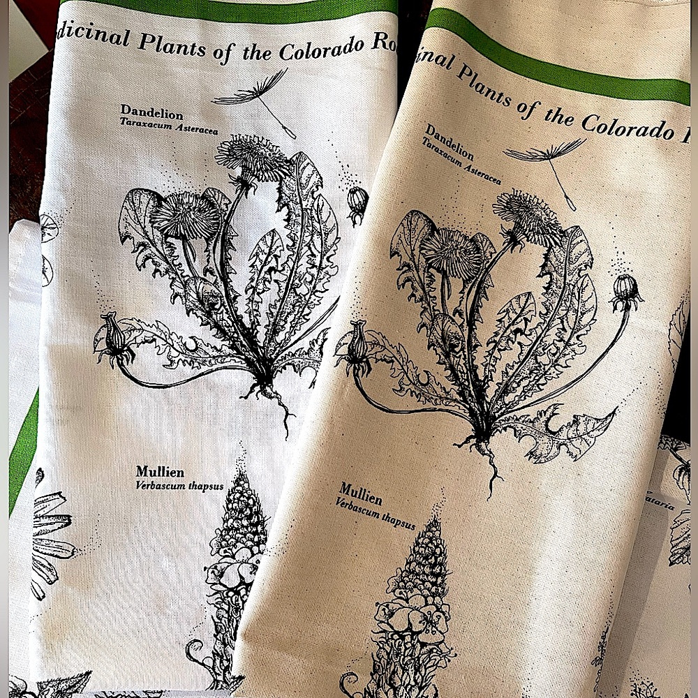 Vintage botanicals art from Colorado tea towel, hand crafted, printed in the UK